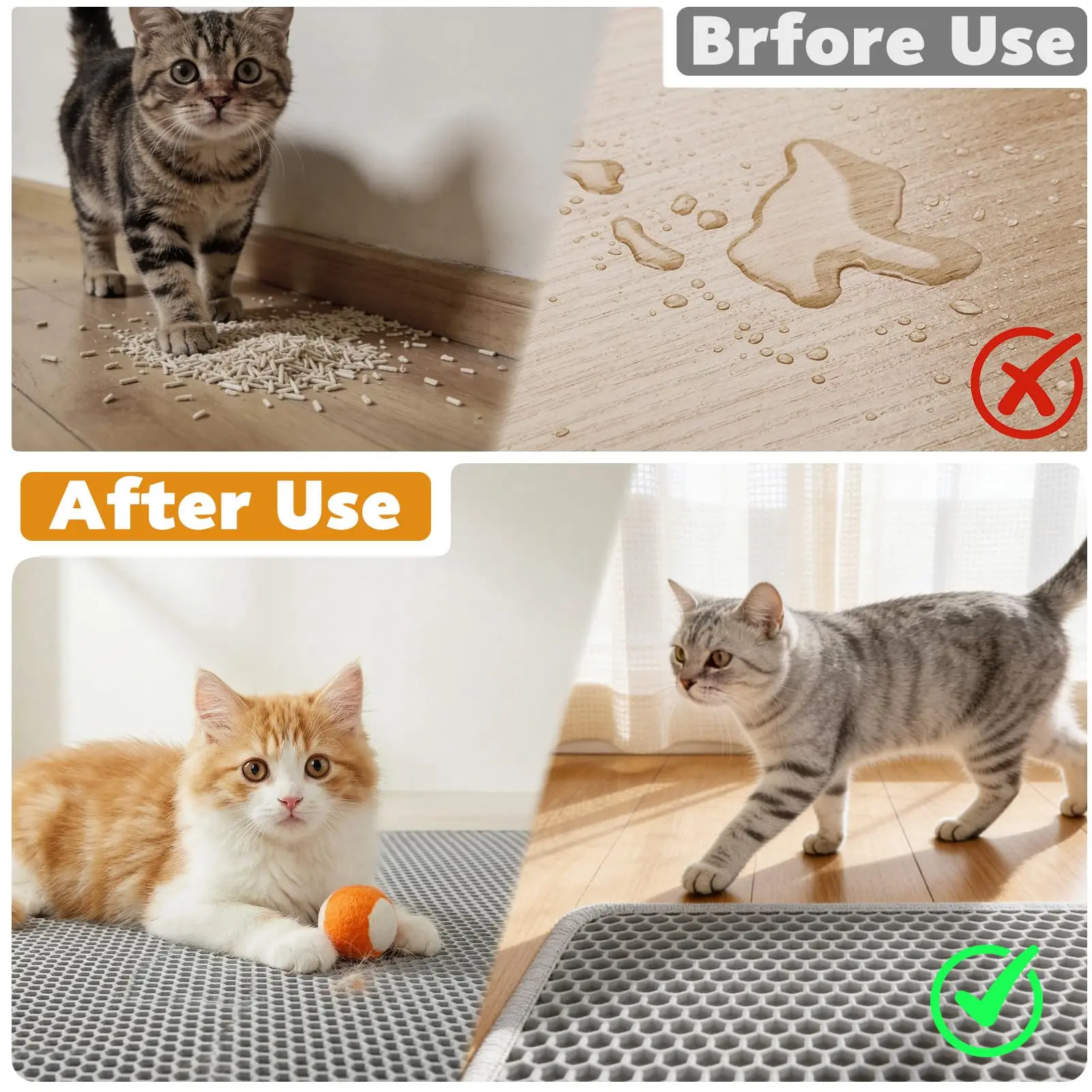 Double Layer Cat Litter Trapper Mat – Waterproof & Urine Proof - Imagen 6